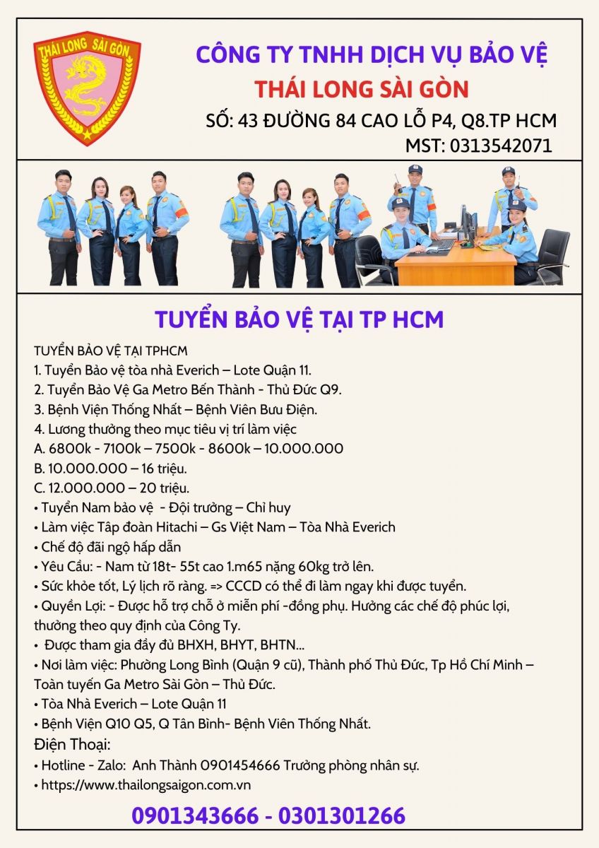 tuyen dung thai long sg